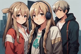 draw digital art commission in simple anime style