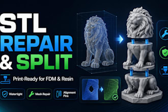 fix split repair stl obj 3mf add alignment pins for fdm and 3d printng