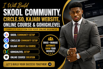 build skool community, circle so, kajabi website, online course, gohighlevel