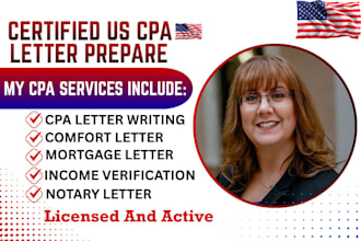 prepare licensed US CPA letter fdd financial statement mortgage letter cash flow