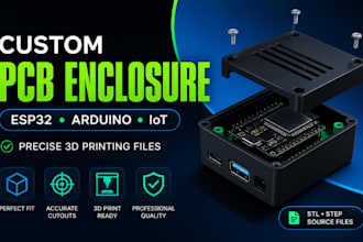 custom esp32 arduino usb plus display iot pcb enclosure for 3d printing