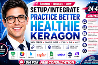 integrate practice better healthie keragon zapier google sheet stripe ehr make
