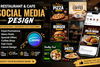 design restaurant and cafe social media posts in canva