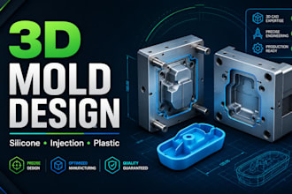 design 3d printable silicone mold, injection mold and plastic mold in solidworks