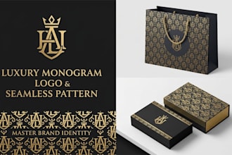design a luxury monogram and seamless pattern for your brand