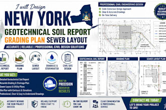 design new york geotechnical soil report grading plan sewer layout