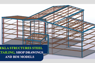 create tekla structures steel detailing, shop drawings and bim models