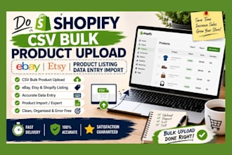 do shopify csv bulk product upload ebay etsy product listing data entry import