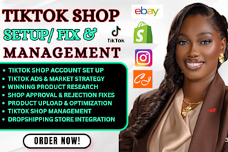 tiktok shop setup, fix tik tok shop dropshipping shopify marketing tiktok ads