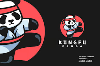 design a handcrafted panda logo with vector files