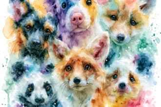 hand paint scientific watercolor animal illustrations