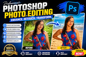 fix, retouch and enhance photo image manipulation, bg removal photoshop editing
