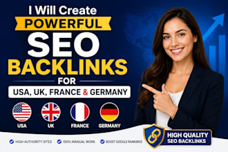 create powerful SEO backlinks for USA, UK, france germany