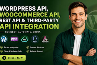 integrate wordpress API, woocommerce API, rest API, third party API integration