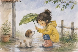 create whimsical watercolor children book illustrations