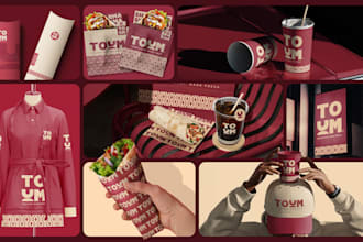 design a modern restaurant logo, brand identity and packaging
