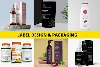 do premium product label, box package, pouch bag design for brand