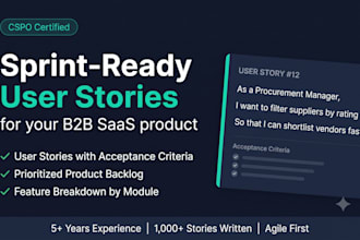 write user stories and groom your product backlog for b2b saas
