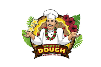 design hawaiian wood fired pizza logo
