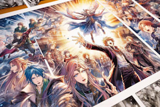draw anime manga comic book, manga page, webtoon comic manga