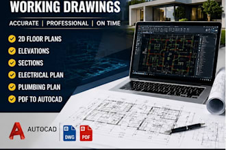 create complete architectural working drawings with electrical and plumbi