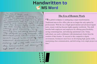 do  professional handwritten to word and image to word typing
