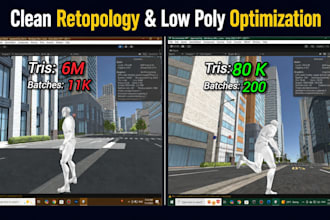 3d model retopology and low poly optimization for games