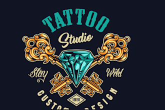 design vintage hand lettering and tattoo machine logo