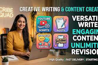 be your creative writer for scripts, blogs, and catchy captions