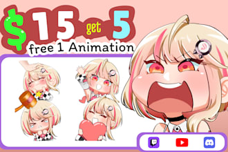 draw custom twitch emotes, animated emotes, vtuber emotes for you
