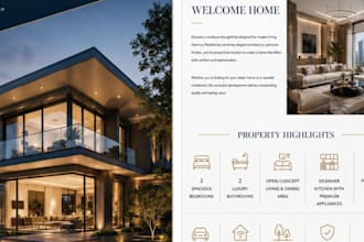 design investor pitch deck, real estate brochure, land sales presentation poster