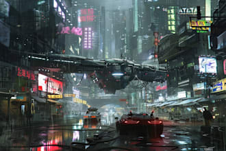 design cyberpunk futuristic city illustration