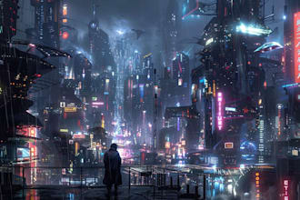 do cyberpunk futuristic city art