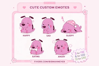 create cute custom twitch and discord emotes for you