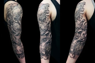 create an amazing custom tattoo design a tattoo artist