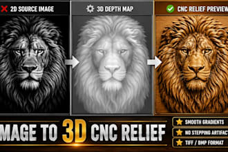 create 3d depth map grayscale image for cnc router relief