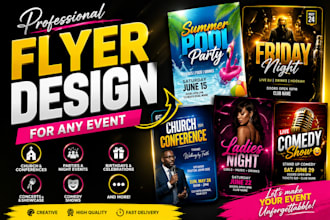 design your dj flyer, concert, nightclub, church, event or party flyer