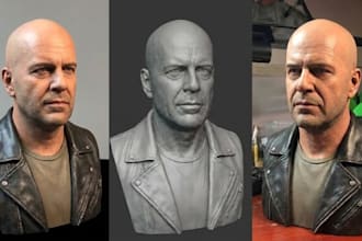 do photo to 3d head bust, zbrush portrait sculpt, stl resin 3d print model