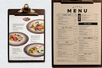 design fancy menu for your cafe or restaurant