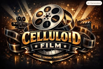 design eye catching celluloid movie and film logo