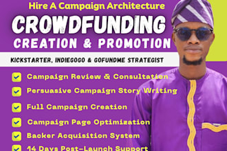setup kickstarter indiegogo campaign creation and crowdfunding promotion