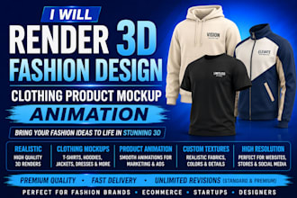 render 3d fashion design, clothing product mockup, animation