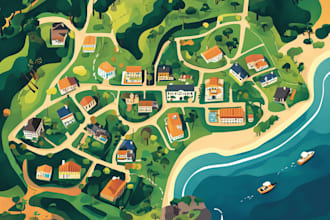 design a custom map, city illustration