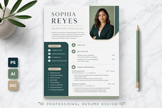 design a professional modern CV and resume