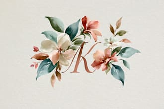 design signature watercolor logo and branding kit