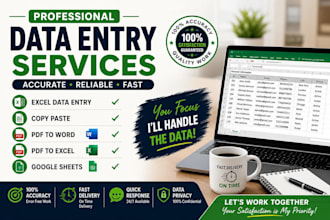 do accurate data entry excel copy paste PDF to word and google seats