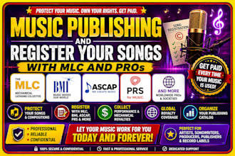 do music publishing and register your songs with mlc, pro, bmi, ascap, prs