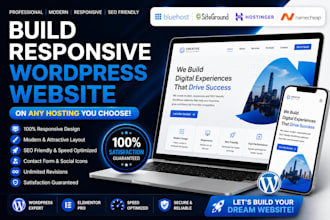 build responsive wordpress website on bluehost siteground hostinger namecheap