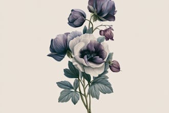 create botanical illustration of flower logo illustration