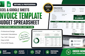 design editable excel google sheets budget spreadsheet invoice template